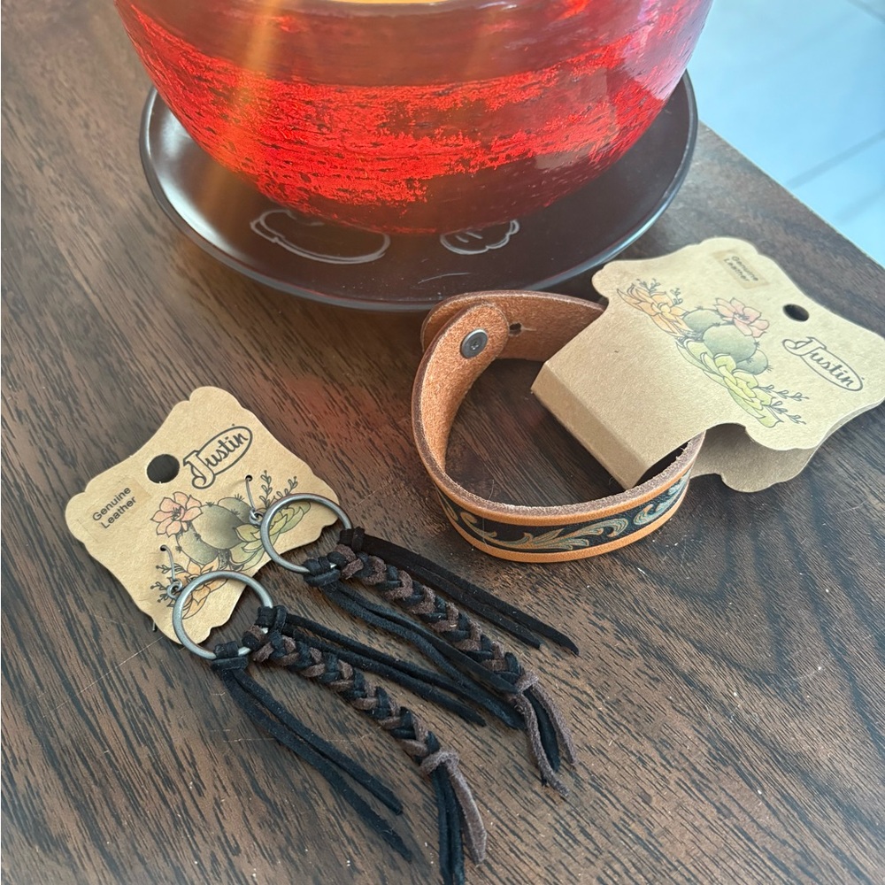 Justin Boots Brown and Black Leather Bracelet